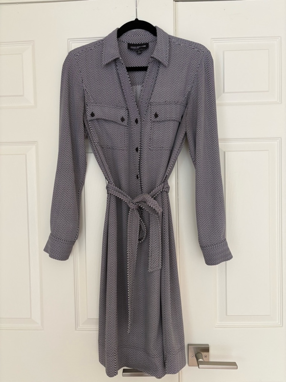 Navy & White Chevron Shirt Dress